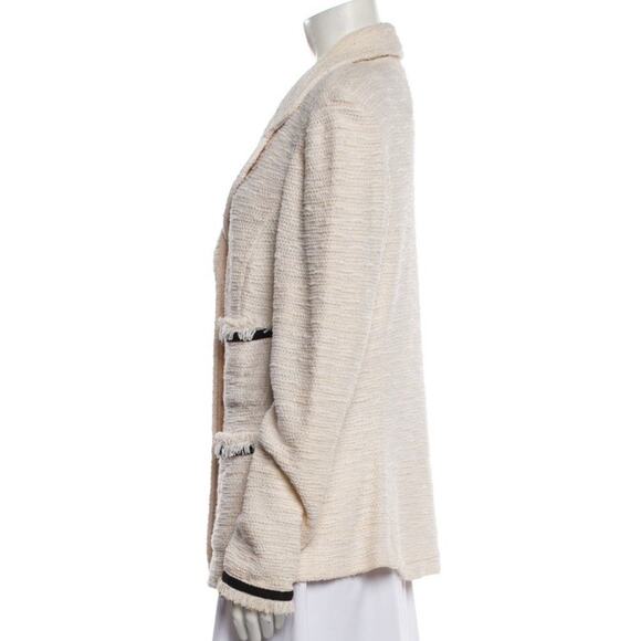 St. John Cream Jacket Black Trim Button Front Size 12 - Picture 2 of 3